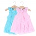 Cute Flower Turn Down Collar Sleeveless Mesh Pure Color Baby Girls Dress