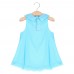 Cute Flower Turn Down Collar Sleeveless Mesh Pure Color Baby Girls Dress