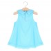 Cute Flower Turn Down Collar Sleeveless Mesh Pure Color Baby Girls Dress