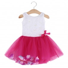 Cute Round Collar Sleeveless Colorful Petals Baby Girls Gauze Vest Dress