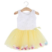 Cute Round Collar Sleeveless Colorful Petals Baby Girls Gauze Vest Dress
