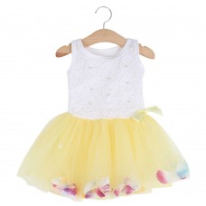 Cute Round Collar Sleeveless Colorful Petals Baby Girls Gauze Vest Dress