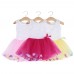 Cute Round Collar Sleeveless Colorful Petals Baby Girls Gauze Vest Dress