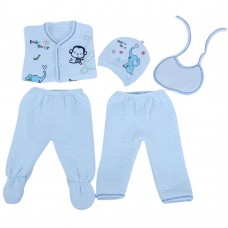 Cute Round Collar Cartoon Pattern Cotton Clothing Set for Newborn Babies