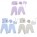 Cute Round Collar Cartoon Pattern Cotton Clothing Set for Newborn Babies