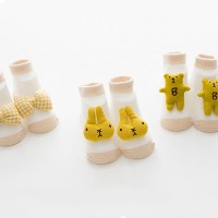 3 Pack Baby Unisex Socks 3D Cotton Anklet Cute Cartoon For 0-1 Infant Toddler Boy Girl Yellow S