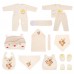 17Pcs Newborn Baby Clothes Set Unisex 100% Cotton Bodysuit Newborn Baby Clothing Essentials Gift Set For Newborn Baby Girl Boy Beige