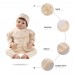 5Pcs Baby Clothes Set Unisex 100% Cotton Baby Suit Long Sleeve Tops & Long Pants & Hat & Bib Gift Set For Baby Girl Boy 6-12M Beige