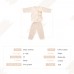 5Pcs Baby Clothes Set Unisex 100% Cotton Baby Suit Long Sleeve Tops & Long Pants & Hat & Bib Gift Set For Baby Girl Boy 6-12M Beige