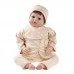 5Pcs Baby Clothes Set Unisex 100% Cotton Baby Suit Long Sleeve Tops & Long Pants & Hat & Bib Gift Set For Baby Girl Boy 6-12M Beige