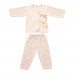 5Pcs Baby Clothes Set Unisex 100% Cotton Baby Suit Long Sleeve Tops & Long Pants & Hat & Bib Gift Set For Baby Girl Boy 6-12M Beige