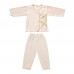 5Pcs Baby Clothes Set Unisex 100% Cotton Baby Suit Long Sleeve Tops & Long Pants & Hat & Bib Gift Set For Baby Girl Boy 6-12M Beige