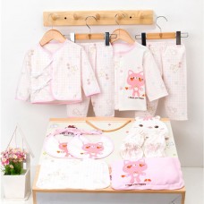 16Pcs Newborn Baby Clothes Set Unisex 100% Cotton Babysuit Long Sleeve Tops & Long Pants Newborn Baby Essentials Gift Set For Baby Girl Boy 0-3M Pink