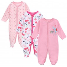 3pcs Baby Coveralls Rompers Set 100% Cotton Jumpsuit Footsies Clothing For Newborn Baby Infant Girl 0-3M