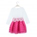 Sweet Kids Princess Crochet Lace Long Sleeve Striped Tulle Children Girls' Tutu Dress