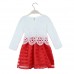 Sweet Kids Princess Crochet Lace Long Sleeve Striped Tulle Children Girls' Tutu Dress