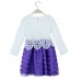 Sweet Kids Princess Crochet Lace Long Sleeve Striped Tulle Children Girls' Tutu Dress