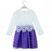 Sweet Kids Princess Crochet Lace Long Sleeve Striped Tulle Children Girls' Tutu Dress