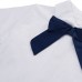 Fashion Children Girl Dress Bowknot Button Fastening Turn-Down Collar Long Sleeve Dress White