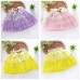 Fashion Girls Tiered Tulle Skirt Elastic Waist Decorative Bow Embroidery Dot Pattern Children Kids Tutu Pettiskirt Pink/Purple/Yellow