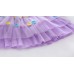 Fashion Girls Tiered Tulle Skirt Elastic Waist Decorative Bow Embroidery Dot Pattern Children Kids Tutu Pettiskirt Pink/Purple/Yellow