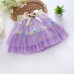 Fashion Girls Tiered Tulle Skirt Elastic Waist Decorative Bow Embroidery Dot Pattern Children Kids Tutu Pettiskirt Pink/Purple/Yellow