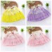 Fashion Girls Tiered Tulle Skirt Elastic Waist Decorative Bow Embroidery Dot Pattern Children Kids Tutu Pettiskirt Pink/Purple/Yellow