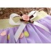 Fashion Girls Tiered Tulle Skirt Elastic Waist Decorative Bow Embroidery Dot Pattern Children Kids Tutu Pettiskirt Pink/Purple/Yellow