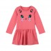 Cute Kids Cotton Cartoon Cat Print Dropped Waist Round Neck Long Sleeve Children Girls' Dress