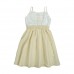 Girls Slip Dress Cotton Sleeveless Spaghetti Strap Elastic Waist Stripe Cute Casual Children Dress White