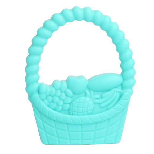 100% Food Grade Silicone Hand Held Chewable Basket Teether Teething Pendant for Necklace Chew Baby Toddler Soothing Nursing Jewelry Toy BPA Free DIY