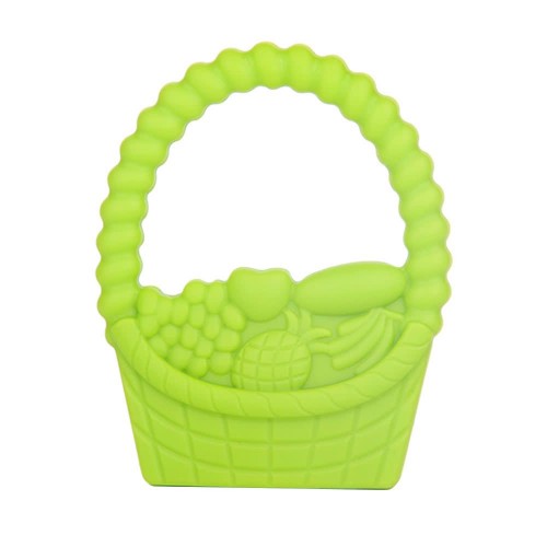 100% Food Grade Silicone Hand Held Chewable Basket Teether Teething Pendant for Necklace Chew Baby Toddler Soothing Nursing Jewelry Toy BPA Free DIY